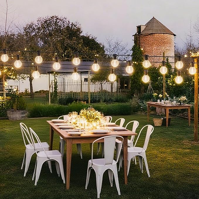 ‌Outdoor String Lights 25FT, Waterproof Patio Lights with 12+1 G40 Shatterproof Bulbs, Connectable Hanging Outdoor Lights for Backyard, Garden, Porch, Gazebo, Party Decor