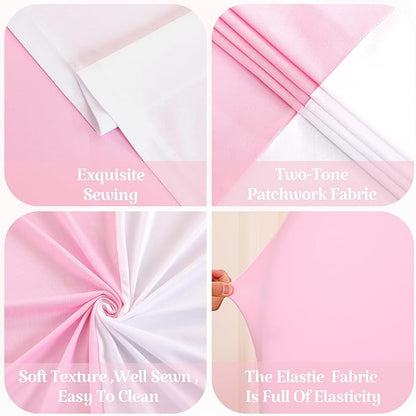 Set of 3 Arch Backdrop Covers(6ft, 5ft, 4ft) - Premium Stretchy Spandex Backdrop Arch Stand Cover for Baby Shower,Wedding,Party Decor Chiara Cover with Double-Sided Design(White, Light Pink)