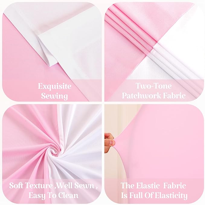 Set of 3 Arch Backdrop Covers(7.2ft, 6.6ft, 6ft) - Premium Stretchy Spandex Backdrop Arch Stand Cover for Baby Shower,Wedding,Party Decor Chiara Cover with Double-Sided Design(Pink, White)