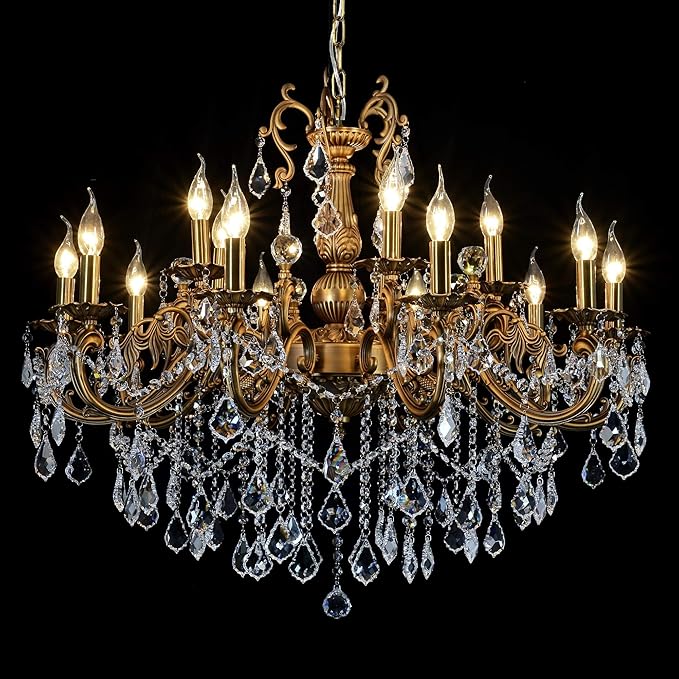 Crystal Chandeliers Contemporary Chandelier Island Lighting 15 Lights Candle Pendant Ceiling Light Fixture for Dining Room Living Room Kitchen Bedroom Hallway Entry D35.4