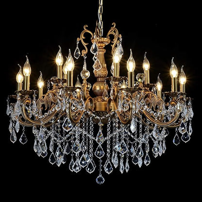 Crystal Chandeliers Contemporary Chandelier Island Lighting 15 Lights Candle Pendant Ceiling Light Fixture for Dining Room Living Room Kitchen Bedroom Hallway Entry D35.4