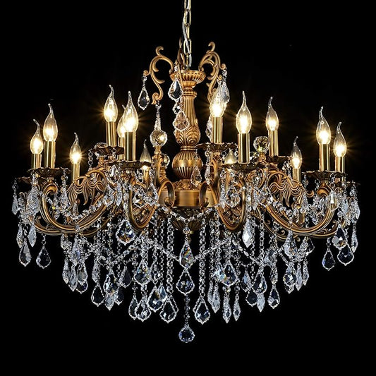 Crystal Chandeliers Contemporary Chandelier Island Lighting 15 Lights Candle Pendant Ceiling Light Fixture for Dining Room Living Room Kitchen Bedroom Hallway Entry D35.4