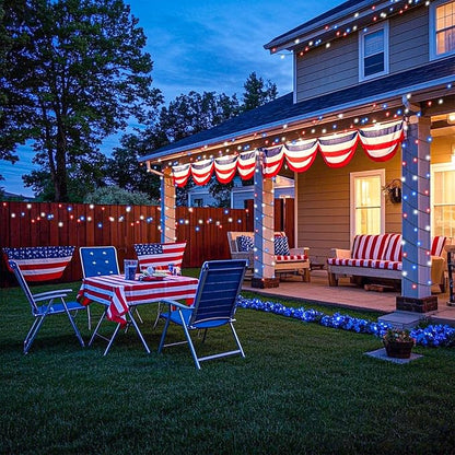 Red White and Blue String Lights, 66FT 200 LED 4th of July Lights Outdoor Waterproof, 8 Modes Connectable Plug In Patriotic Decorations Light for Indoor Independence Memorial Day Party Holiday