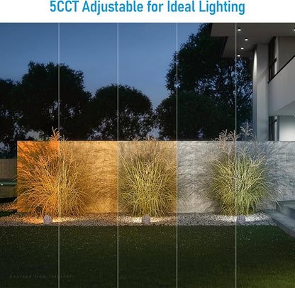 LEONLITE 5CCT LED Rock Lights Outdoor, 5W Low Voltage Landscape Spot Light for Garden, Yard, Decorative Stone Light, 12-24V AC/DC, CRI90, 200lm, IP65 Waterproof, Triangle, Light Gray, Pack of 2