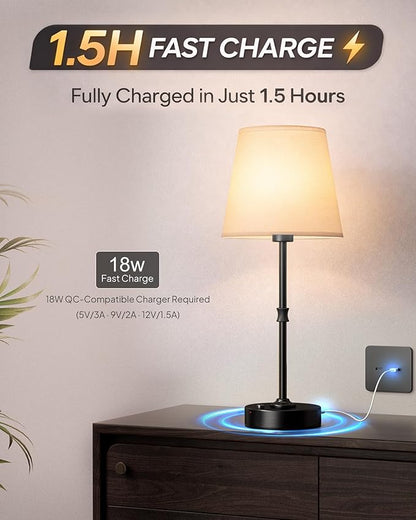 EppieBasic Cordless Table Lamp Rechargeable: Fast Charging & Long Lasting - 2700K Warm Light Small Vintage Brass Bedside Lamps - Dinning Living Room Bedroom - 2 Pack