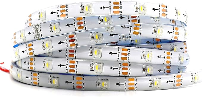 DC5V SK6812 (Similar WS2812B) RGBW RGB+Cold White LED Strip Light 30leds/Pixels/m Individually Addressable 4 Color in 1 LED Dream Color (16.4ft(5m) 150leds IP65) (No Adapter or Controller)