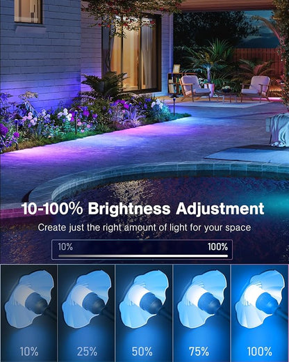 HIBOITEC 1-Pack RGBW Low Voltage Pathway Lights 3W 12-24V LED Landscape Lighting Outdoor Color Changing Landscape Lights Aluminum Waterproof Path Lighting for Walkway Yard Garden