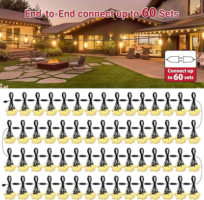 LAMPHOME Outdoor String Lights Waterproof, 26FT Connectable Patio Lights with 12+1 Shatterproof ST38 LED Edison Bulbs, Hanging Lights for Backyard Garden Porch Deck Christmas Party Cafe Decor
