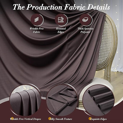 10 ft x 10 ft Wrinkle Free Brown Backdrop Curtain for Parties, Wedding Brown Photo Backdrop Drapes, Fabric 2 Panels 5x10ft for Baby Shower Photoshoot Engagement Birthday Photography Background