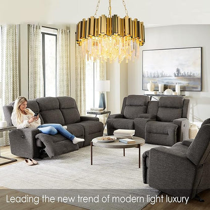 Modern Crystal Lighting 9 Lights Gold Chandelier Light Fixture Dining Room Chandeliers Living Room Bedroom Foyer Hallway Contemporary Chandelier with Light W22in