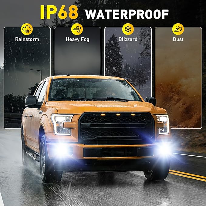 AUXITO 5202/5201 LED Fog Light Bulbs 20000LM, 1000% Brighter 6000K 5202/5201/PS19W/PS24W/9009 Fog Lights, 1:1 OEM Replacement for Cars Trucks SUVs, 3-Minute Installation, IP68 Waterproof, Pack of 2