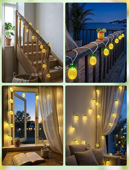 GOOTHY Pineapple String Lights, 8.5Ft Tropical Beach Themed Party Decorations Patio String Lights with 10 Pineapple Lights for Outdoor Home Summer Party Camping Bars Hawaiian Theme Wedding Decor