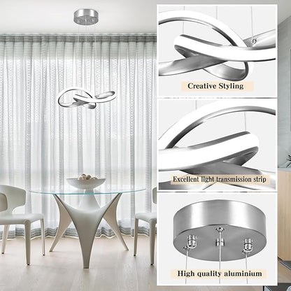Modern LED Pendant Light Fixture Contemporary Round Ring Chandelier Nickel with 4500K and 59in Height Adjustable Hanging Lamp for Kitchen Island Hallway Foyer Closet Corridor