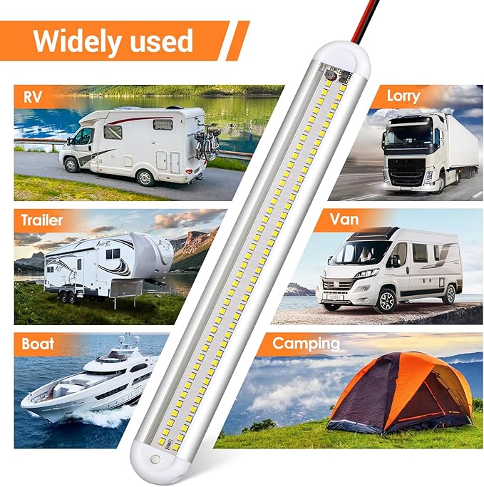 CT CAPETRONIX 12v Led Light Bar Strip, 80leds 1200LM 6.5W DC 12 Volt Led Strip Lights Fixtures with Switch, Enclosed Trailer Lights for RV Interior, Van, Truck Lorry, Camper, Boat, Caravan (4Pcs)