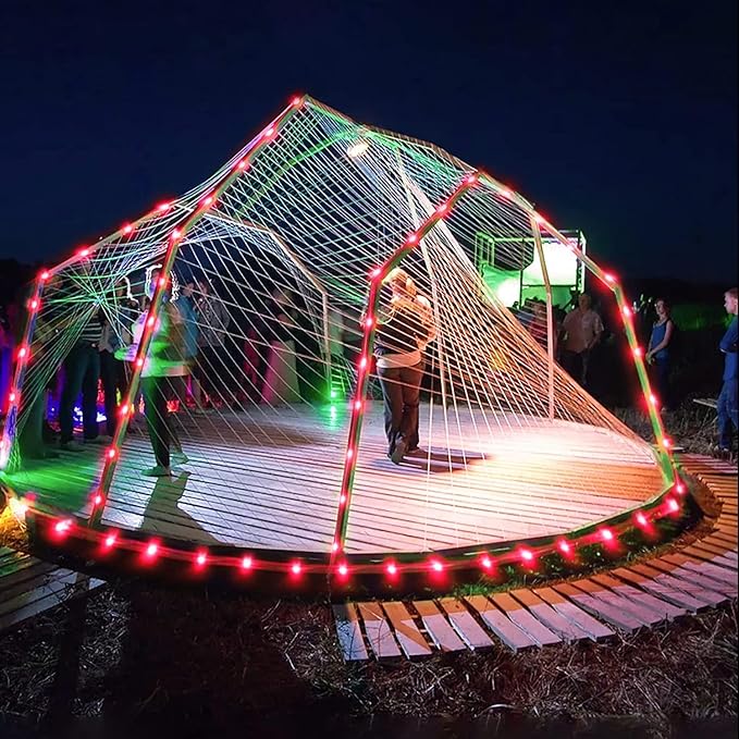 JMEXSUSS 2 * 200 LED Red Solar Rope Lights, 66ft IP 65 Waterproof Solar String Light Outdoor, 8 Modes Christmas Lights for Camp Trampoline Ladder Slide Tent (Pack of 2)