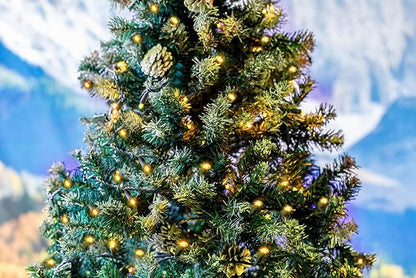 Novelty Lights 25ft Christmas String Lights, 50 Yellow LED Bulbs on Black Wire, 6" Spacing, Connectable Indoor Outdoor Commercial Grade Lighting for Holidays Patio Weddings
