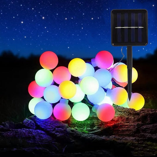 Solar String Lights Outdoor Waterproof, 30 LED 9.8Ft Total, Solar Powered Globe Patio Lights with 8 Lighting Modes for Garden Yard Porch Wedding Party Decor (Multicolor)
