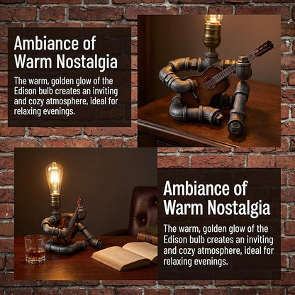 Music Guitar Table Lamp,Guitar Stuff,Cool Gifts for Music Lovers,Players for Men Gift,Steampunk lamp,Metallica (Coffee)