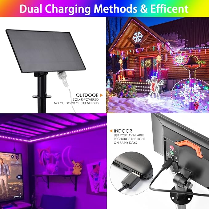 Nazuwke 99FT Solar Rope Lights Outdoor Waterproof, 300 LED String Light USB & Solar Powered with Remote Control, 18 Colors Changing Fairy Tube Lighting for Outside Indoor Patio Pool Christmas Decor