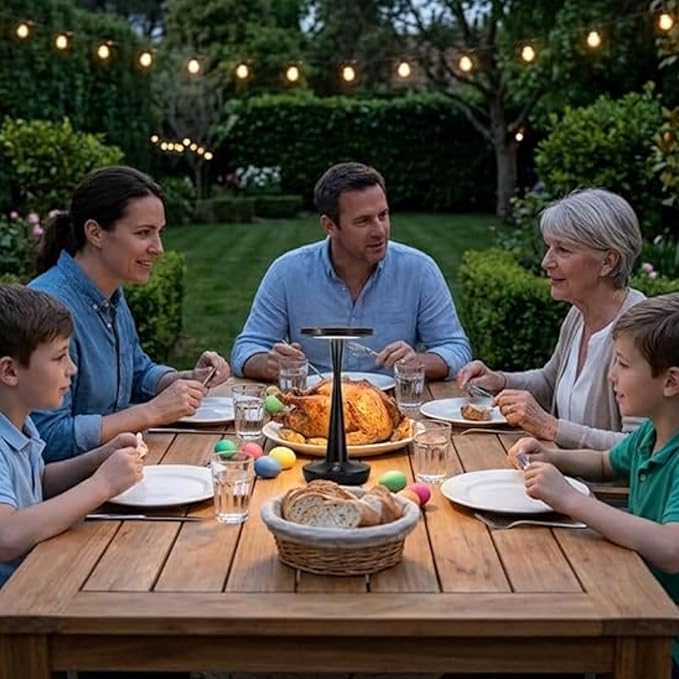 LED Cordless Table Lamps Rechargeable - Outdoor Battery Operated Portable Table Light 3 Color Stepless Dimming Tables Lamp with Memory Function, IP54 Waterproof for Patio Restaurant Dining (Black)