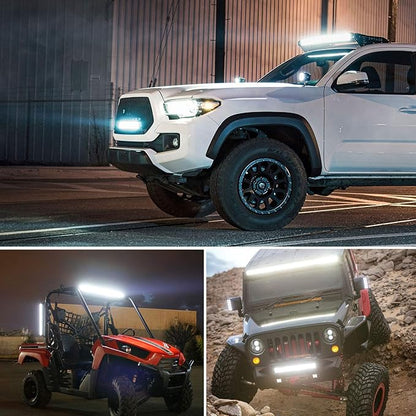 Nilight ZH409 20 Inch 420W Triple Row Flood Spot Combo 42000LM LED Light Bar with Heavy Duty Off-Road Wiring Harness, 2 Years Warranty, White