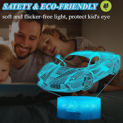 Car Gifts for Men, Racing Vehicle Night Light with Remote Control, 16 Colors Changing, Timer, RGB Flashing Mode and Dimmable, Cool Gifts for Boys Christmas Decor