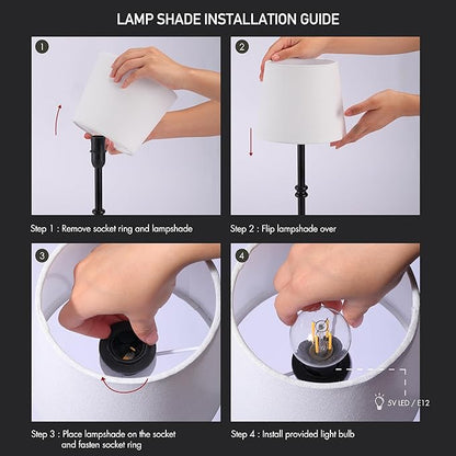 O’Bright Seraph - Cordless LED Table Lamp with Dimmer, Built-in Rechargeable Battery, 3-Level Brightness, Patio Table Lamp, Bedside Night Lamp, Ambient Light for Restaurant, Black