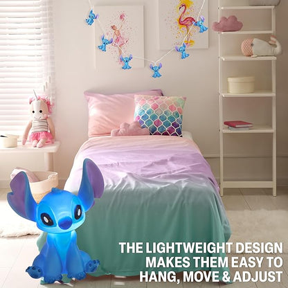 Disney Stitch LED String Lights for Kids, Teens, Adults, 10 Battery Operated Indoor 59” Fairy Lights, Room Decor Lighting, Gifts for Kids (Blue Stitch)