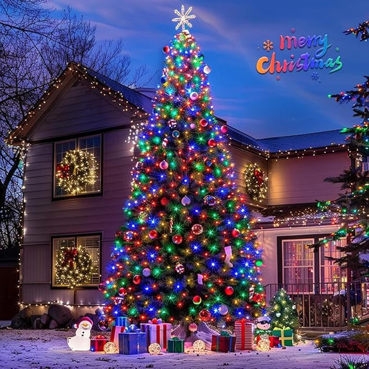 JMEXSUSS 600 LED Solar Christmas Lights Outdoor, 206.7 ft Multi Colored Christmas Lights Outdoor Waterproof, 8 Modes Solar String Light for Outside Garden Yard Patio Tree Xmas Decorations