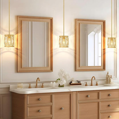 Gold Pendant Lights Kitchen Island, Crystal Pendant Light, Adjustable Hanging Light Fixture for Dining Room, Living Room, Kitchen