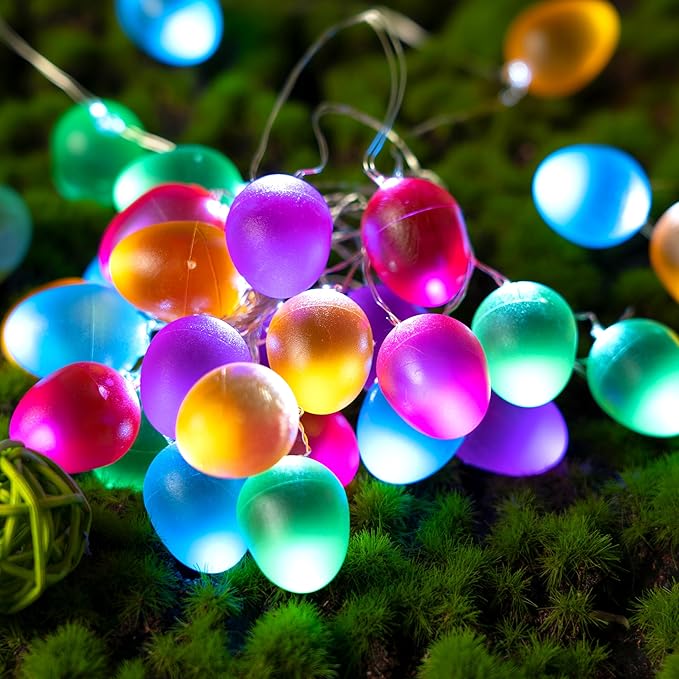 Easter Decorations Easter Lights String 10ft 30LED Eggs Fairy Light Battery Operated with Remote String Lights Spring Themed Multi Color Eggs Decor for Indoor Outdoor Bedroom Party Home