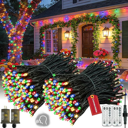 2026 New Voice Control Connectable 2PK 164FT 400LED Christmas String Lights Indoor Outdoor with Remote | Smart Twinkle Fairy String Lights 12 Modes & Timer for Xmas Tree Decor (Multicolor)
