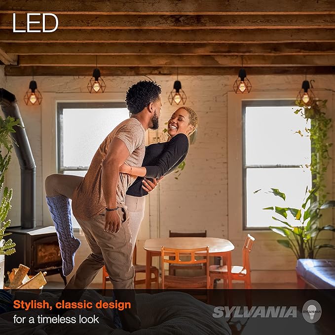 Sylvania A19 LED Vintage Light Bulb, 40W Equivalent Efficient 4.5W, 13 Year, 380 Lumens, Dimmable, Amber Glow - 2 Pack (75347)