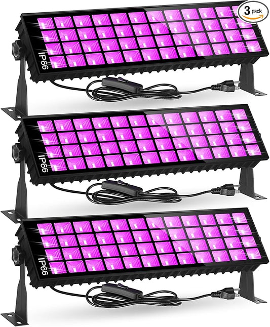 120W Black Light Bar, IP66 Blacklight with Plug+Switch+6ft Cord, Waterproof Blacklight with 100 LED, Black Light for Glow Party Halloween Decor Fluorescent Poster Body Paint Game Room Outdoor Indoor