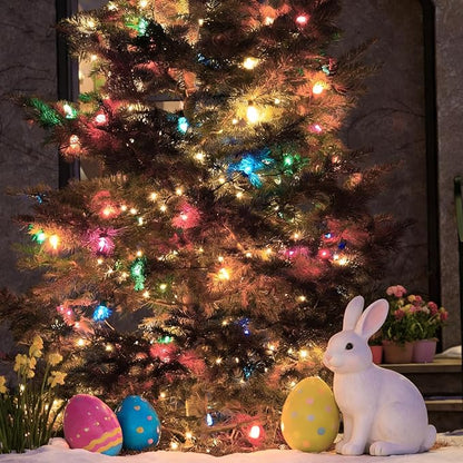 LAMPHOME 100 Ct. Multi-Color Christmas Tree Lights with Green Wire - 20Ft Mardi Gras Lights for Indoor and Outdoor Use - Multicolor Twinkle Christmas Tree Decoration with End Connectors