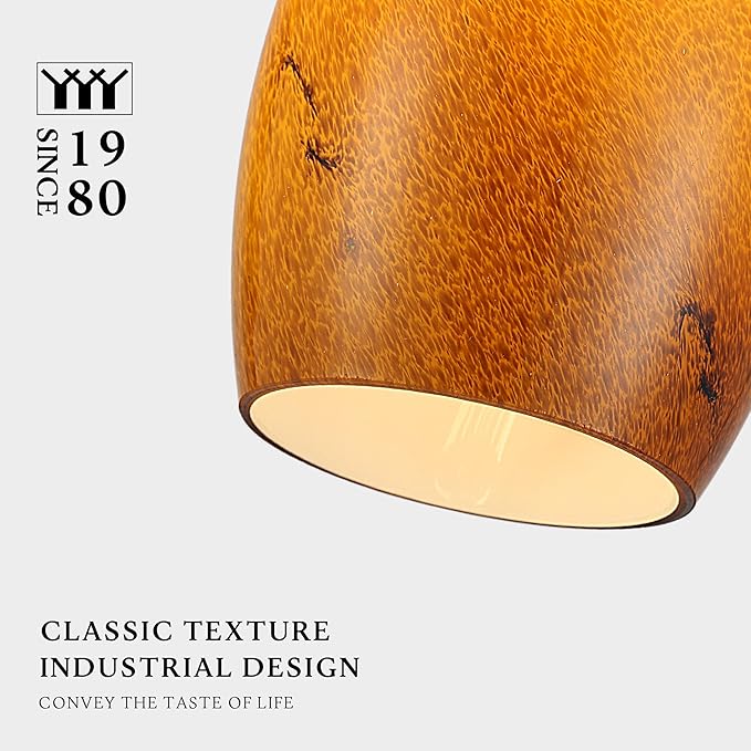 Pendant Lighting, Modern Handblown Amber Color Glass, Oval Art Shade Hanging Light, Oil Rubbed Bronze Finish for Kitchen, Dining Room, Foyer Decor 4.25" L x 5.5" W x 9" H Shade (1 Pack)