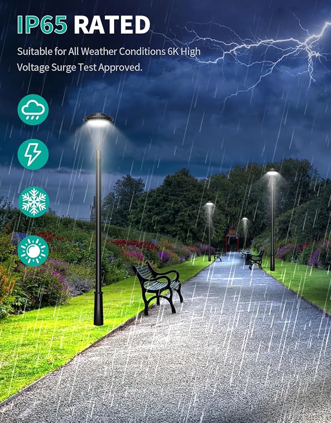 4 Pack LED Post Top Light ETL Listed 60W 48W 36W Adjustable Outdoor Pole Lights with Photocell IP65 Waterproof Post LED Fixture 5000K for Garden Yard Street Lighting