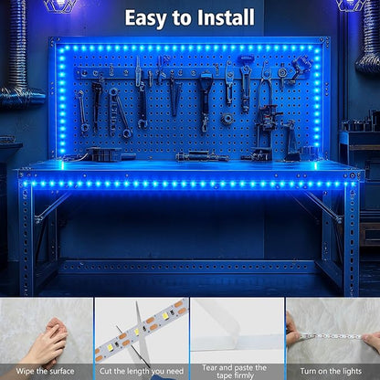 echosari Strip Lights USB 5V, 9.8Ft 180 LED Strip Lights Cuttable 2835 SMD Super Bright with Self-Adhesive DIY for Cabinet Photo Frames Desks Monitor Shelves Decor (Blue)