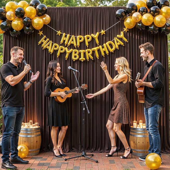6 Panels Brown Backdrop Curtain for Parties Wedding Wrinkle Free Brown Photo Curtains Backdrop Drapes Fabric Decoration for Birthday Party Baby Shower 30ft(W) x 10ft(H)