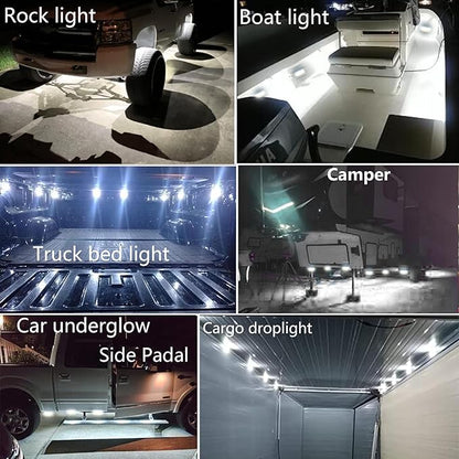 LED Truck Bed Light Kit-48 White LEDs Pickup Bed Lighting Kit,Rear Work Box Lighting Kit,Rail Lights,Side Marker Rock Light for Truck Pickup Cargo Trailer RVs Under Car w/Switch-8Pcs
