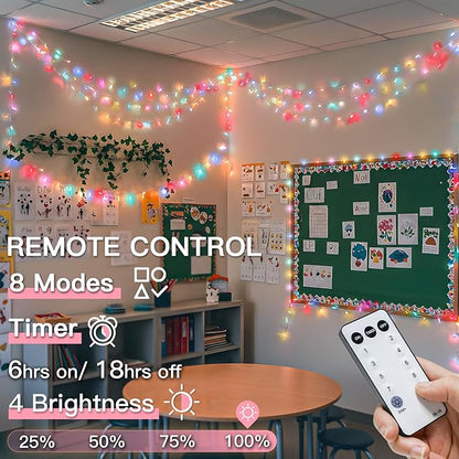 suddus Pastel Easter String Lights, 33ft 100 LED Multicolor Fairy Lights with Remote, Connectable Clear Wire Twinkle Lights for Spring Decor, Aesthetic Bedroom, Classroom, Dorm, Plug in