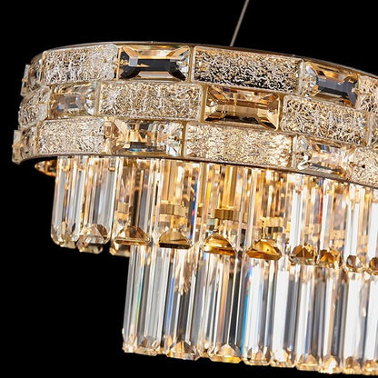 34.3" L Modern Crystal Chandeliers for Dining Room 12 Lights Gold Chandelier Large Luxury Chandelier Pendant Light Fixture, Kitchen Island,Entryway,Living Room 34.3" L x 8.7" H