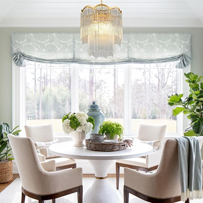 12.52" Gold Clear Glass Crystal Pendant Light 5-Light Modern Crystal Pendant Ceiling Light Fixture 2-Tier Luxury Glass Chandeliers,for Dining Room Kitchen Island Living Room Bedroom