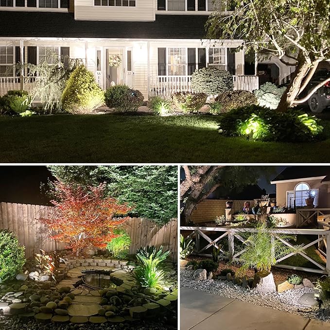 SUNVIE 12W Low Voltage Landscape Lighting Landscaping Lights with Connectors Outdoor LED Landscape Light 3000K Waterproof Tree Flag Lights Low Voltage Lighting with Stand for Garden Yard Path, 16 Pack
