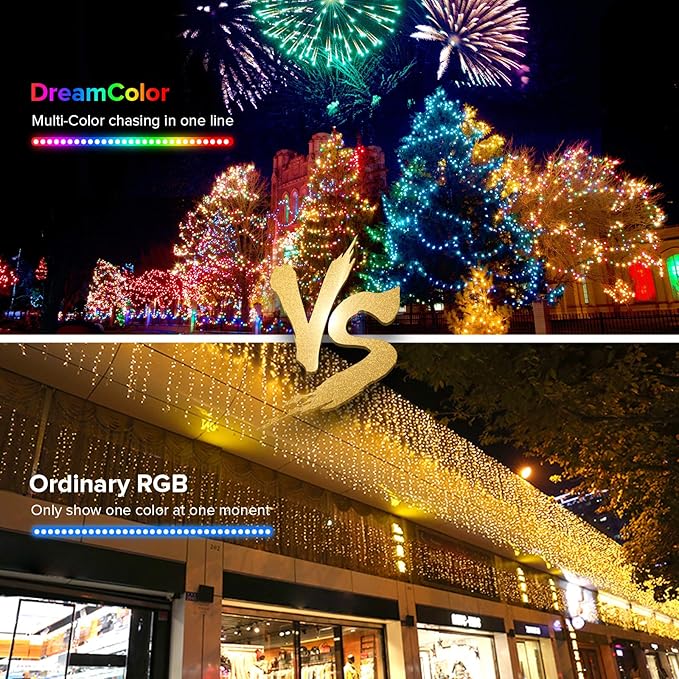 BTF-LIGHTING Chasing Dream Full Color Twinkle Decorative Lights 16.4ft 5m 50LEDs Addressable WS2812B IC Fairy String Lights DC5V for Kid's Bedroom, Christmas Tree, Party(No Adapter or Controller)