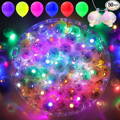 50PCs Mini Led Lights with Hook, Waterproof Round Tiny Led Light for Party Decorations Neon Light for Birthday Party and Wedding Decoration, Colorful-Blinking Lights