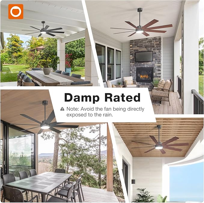 addlon 72 Inch Large Ceiling Fans with Lights, Black Ceiling Fan with Remote Control, Reversible, 5CCT, Dimmable, DC Motor, Modern Ceiling Fan for Living Room, Kitchen, Patio Indoor/Outdoor Use