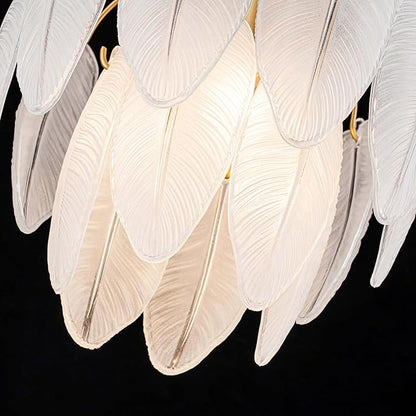 LumFurn D12 inch Glass Ceiling Light, 3-Light Modern Semi-Flushmount Close to Ceiling Light Fixture for Dining Room, Hallway & Bedroom, D12 x H16 in, Frosted Feather Glass Shade & Gold Finish Frame