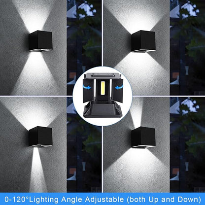 Juyace 20W 6000K LED Sconce Wall Up and Down Exterior Lighting hardwire No photocells Light Fixtures with Angle-Adjustable Square 4.7" IP65 Waterproof for Porch Patio 2 Pack