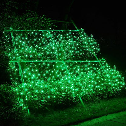 Dirnun Led Christmas Net Lights Green Outdoor Christmas Lights 160LED 5ftx7ft, Waterproof Outdoor Indoor Fairy Mesh Net Light for Xmas Party, Yard, Patio, Trees, Shrubs, Bushes Decorations